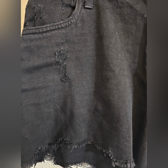 Aerie Black Distressed Jean Shorts - Picture 4 of 7